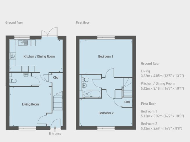 Floor plan, 2 bedroom house  - artist's impression subject to change